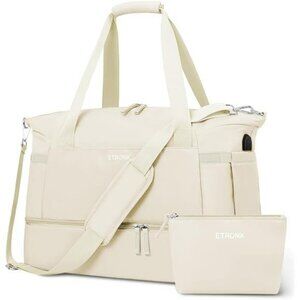 Gym Bag for Women Personal Item Travel Bag with Shoes Compartment Duffel  Beige